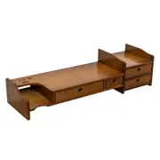 Nevenka Bamboo Monitor Stand Riser with Double Drawer for Desk-Brown