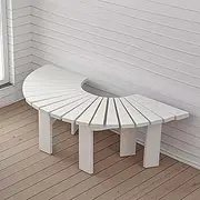 Patio Backless Bench, Weatherproof Outdoor Garden Furniture Seating, Semi-Circular Wooden Tree Surround Benches, Rustic Slatted Bench(Half Round)
