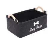 Felt toy storage box storage box pet toy storage felt box wooden handle square storage box - Black