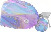 [YTYVAGT] 2-Pc,Gourd-Shaped Working Cap,Fisherman Hat with Buttons and Cotton Sweatband,Blue Marble Pattern Abstract