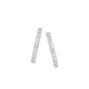 9ct White Gold Cubic Zirconia Half Hoop Stud Earrings in Clear
