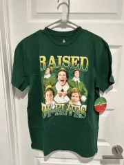 New Elf Raised By Elves Buddy Will Ferrell Mens Christmas Vintage T-Shirt Small