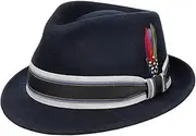 [Stetson] Lancover Trilby Wool Hat - Plain Hat with Grosgrain Ribbon - Elegant Felt Trilby with Cotton Lining - Weatherproof & Crushable - Men - Ideal for Autumn/Winter, darkblue, L