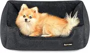 Feandrea PGW010G01 Dog Bed Linen Look Dog Basket Raised Edges Non-Slip Backing Removable Washable Cover M for Small Dogs 70 x 55 x 21 cm Dark Grey