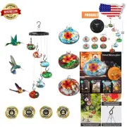 Charming Hand-Blown Glass Hummingbird Feeder with Wind Chimes - Never Leak
