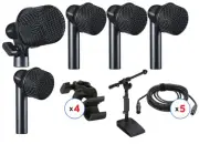 Shure Nexadyne 5 Piece Drum Microphone Set with Stand and Cables
