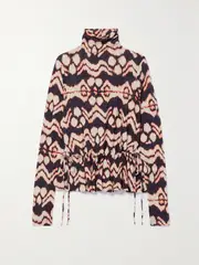 [Ulla Johnson] Ulla Johnson - Nina Gathered Printed Stretch-jersey Turtleneck Top - Multi - small small Multi