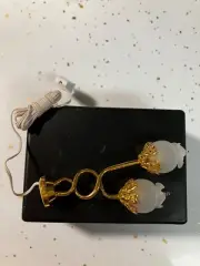 Miniature dollhouse, Brass ceiling lamp with 2 lights, glass globes