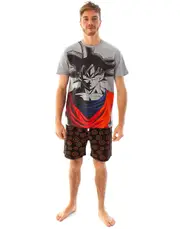 Vanilla Underground Dragon Ball Z Mens Short Sleeve Short Leg Pyjama Set Grey Goku Medium