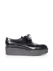Black Platform Leather Oxfords