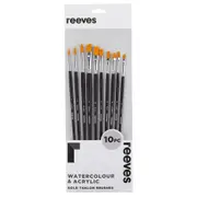 Reeves Gold Taklon LH Flat Round Filbert & Angle Paint Brushes Painting Set