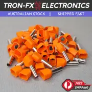 TE4012 12AWG 2*4mm² ORANGE Insulated Dual Ferrule Bootlace Crimp Cord Ends