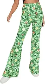 [YK8fass] Slacks Bell Bottoms Pants al-8343, Green, 2