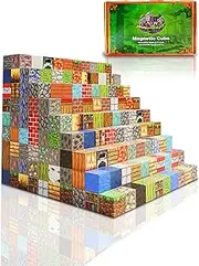 100PCS Random Magnetic Blocks，Building Tiles（Edge Length： 2 cm）, Compatible with Other Sets，Magnets Cubes My World,Toddler STEM Sensory Construction Toys
