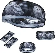 FJWSLCH Arctic Owl Headbands for Women Men Non Slip Workout Sweatbands Adjustable Sports Hair Bands Elastic Head Bands Moisture Wicking Hairband for Running, Cycling, Yoga, Spa