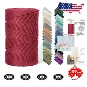 Sustainable 4mm Berry Red Cotton Macrame Cord - 547 Yards for Crafts