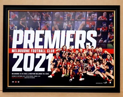 MELBOURNE DEMONS 2021 AFL PREMIERS FRAMED MEMORABILIA LIMITED EDITION OFFICIAL