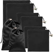[InnoHHustle] Soft Satin Drawstring Pouch, 6 Pcs Adjustable Jewellery Gift Bag Storage Soft Storage Bags Adult Toy Storage Bags for Women Men Couples Toy Underwear Cosmetic Sunglasses Travel Camping, 3 Sizes (Black