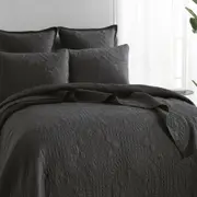 Renee Taylor Asher Jacquard Single/Double Coverlet w/ 2x Pillowcases Set Grey