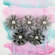 BRAND NEW Flowers "Juno - Domino" Gorgeous Printed Vellum Flowers with Pearls