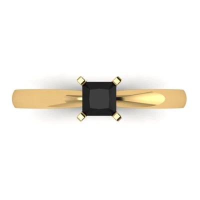 0.5Ct Princess Cut Natural Onyx Solid 14K/18K Gold Solitaire Engagement Ring