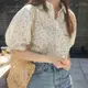 韓國學生法式甜美學生小清新女生衣著休閒百搭夏季洋氣翻領短袖襯衫碎花時尚氣質款打底上衣