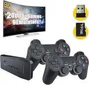 Whatsko Retro Console Game Console Game Stick, 20,000+ Games Video Game Console with 2 Gamepads, Plug and Play Game Stick, 4K HD Wireless Controller Output for TV Computer Projector (64G)
