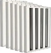 Garvee Range Hood Filters 19.5W x 19.5H Inch, 430 Stainless Steel 5 Grooves Commercial Hood Filter for Kitchen Exhaust Hoods, Pack of 6