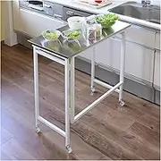 Yamazen RPSST-8040C(WH) Table, Kitchen Counter, Foldable, Easy Assembly (Stainless Steel Top Plate, Heat Resistant Temperature: 48°F (200°C), Width 31.5 x Depth 15.7 x Height 33.5 inches (80 x 40 x 85