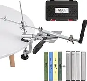 RUIXIN PRO RX-009 Kitchen Knife Sharpener Kit with 8 Whetstones, 360 Rotation Flip Design, Fixed Angle Stainless Steel Professional Chef Sharpening Fine Grinding Polishing System Tool Silver