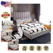 3D Basketball Print Bedding Set - Full Size Sports Themed Sheets for Kids