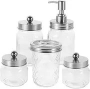 NOLITOY 1 Set Foaming Jar Soap Dispenser Toothbrush Holder Cotton Swabs Storage Container