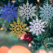 6/12Pcs Christmas Glitter Snowflake Ornament Snow Xmas Tree Party Decorations