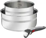 Tefal Ingenio Induction 3 Pc Jamie Oliver Saucepan Cookware Set Stainless Steel