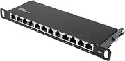 Good Connections RAL9005 10 Inch Patch Panel for 10 Inch Wall Enclosures / Network Cabinets / Cat. 6 250 MHz / GIGABIT Capable / 12 Port / 0.5 HE / Shielded / Tool-Free Opening / Jet Black