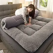 Japanese Futon Floor Mattress，Full Size, Thicken Japanese Floor Sleeping Pad Foldable, Roll Up Tatami Mat Easy to Store And Portable, Futon Mattress Suitable for Camping and Guest Room(Brown,120x200cm