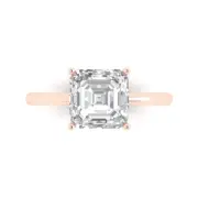 2.5CT Asscher Sapphire Wedding Bridal Promise Engagement Ring 14k Rose Gold