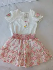 NWT C&C California KidGirls Size 4 Peach Floral Skirt And Top Outfit