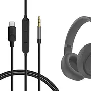 Geekria USB-C Digital to Audio Cable with Mic Compatible with Beats Studio Pro Skullcandy Hesh ANC Cable, Replacement Type-C Aux Audio Cord with Inline Microphone and Volume Control (4ft/1.2m)