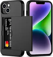 for iPhone 14 Plus Case with Credit Card Holder, Areaphmet Wallet Case Slide Cover Dual Layer Hard PC Rubber Cover Phone Case for iPhone 14 Plus 6.7'' 2022