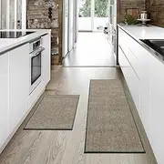 ZUNI 2PCS Kitchen Rugs and Mats, Cushioned Non Slip Rugs, Absorbent Runner Rugs Comfort Standing Mats Washable for Kitchen, Floor, Office, Home (49x150, 45x75cm, Green)