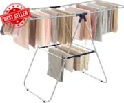 Heavy-Duty Drying Rack, Foldable Stainless Steel Clothes Airer, Gullwing Space-S