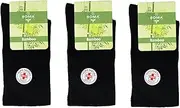 [Ntelioglou] 3 Pairs of Comfort Socks without Elastic Waistband and Without Seam for Men and Women Health Socks without Rubber with Comfort Waistband, Black I, 8-12 US