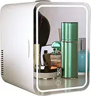 ALIMIA 8L Mini Makeup Fridge - Portable Cosmetic Refrigerator with Makeup Mirror, LED Light, and Cooling/Warming Functions - Quiet Skincare Fridge for Home and Car - Ideal for Women and Girls White