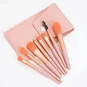 8pcs Makeup Brush Set With Storage Bag, Including Foundation Brush And Eye Shadow Brush, Suitable For Beginners，Cyan color (Orange)
