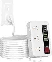 12 in 1 Power Board with USB C, Surge Protector Power Strip, 6 Widely Outlets and 6 USB(3 Type-C), 1.8M/5.9Ft Extension Cord, Wall Mount Outlet Extender, Office Supplies, Dorm Room Essentials