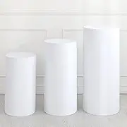 uxcell Set of 3 White Cylinder Spandex Stand Covers, Plinth Stand Cover for Party Wedding Birthday Decoration, Only Contains Cylinder Covers (Elastic Fabric - Large)