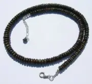 Handmade NWA Meteorite Bead Necklace Sterling Silver Clasp 18" 33.60 gram S-2