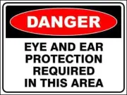 Eye And Ear Protection Required In This Area Corflute Diamond Reflective