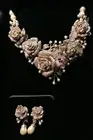 NWT HEIDI DAUS J'Adore Rose Necklace Pierced Earring Set Crystal PINK